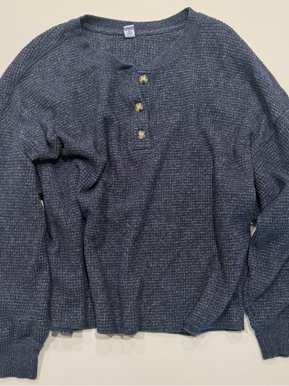 Old Navy Men's Navy Waffle Henley Sweatshirt